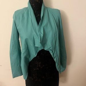 Cache leather teal open jacket